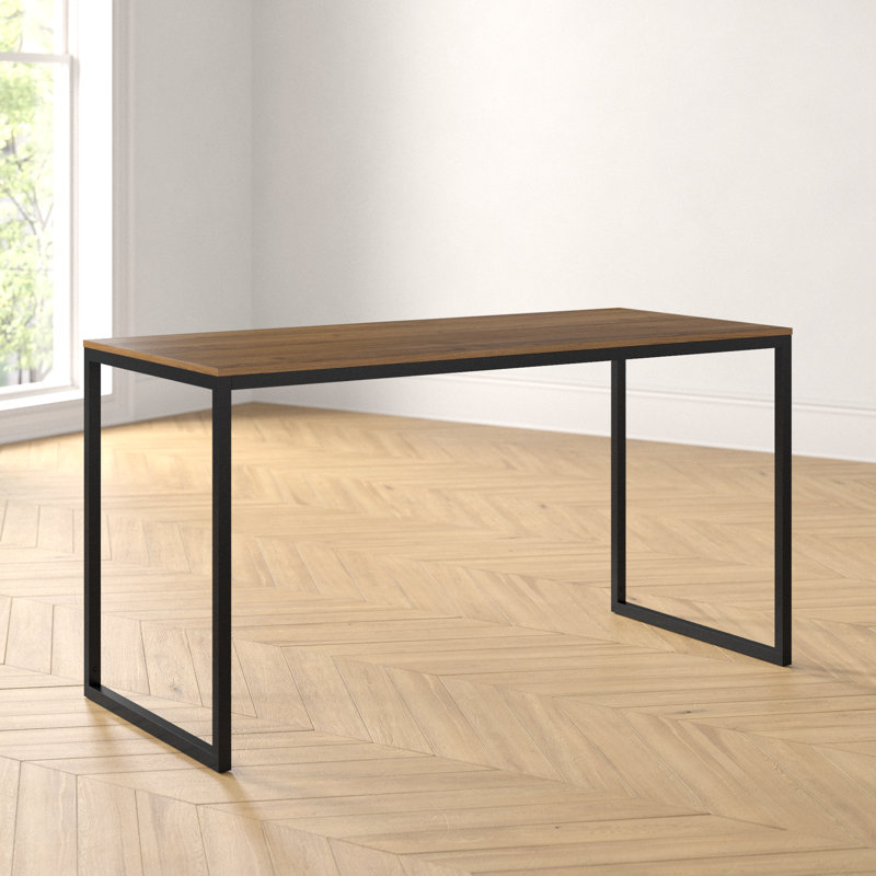 Chelmsford Metal Base Dining Table, Rich Brown/Black