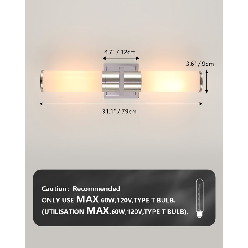 Lampes à miroir 2 lumières Hurlie: options de suspension horizontale et verticale pour les couloirs, les chambres et les salles de bain