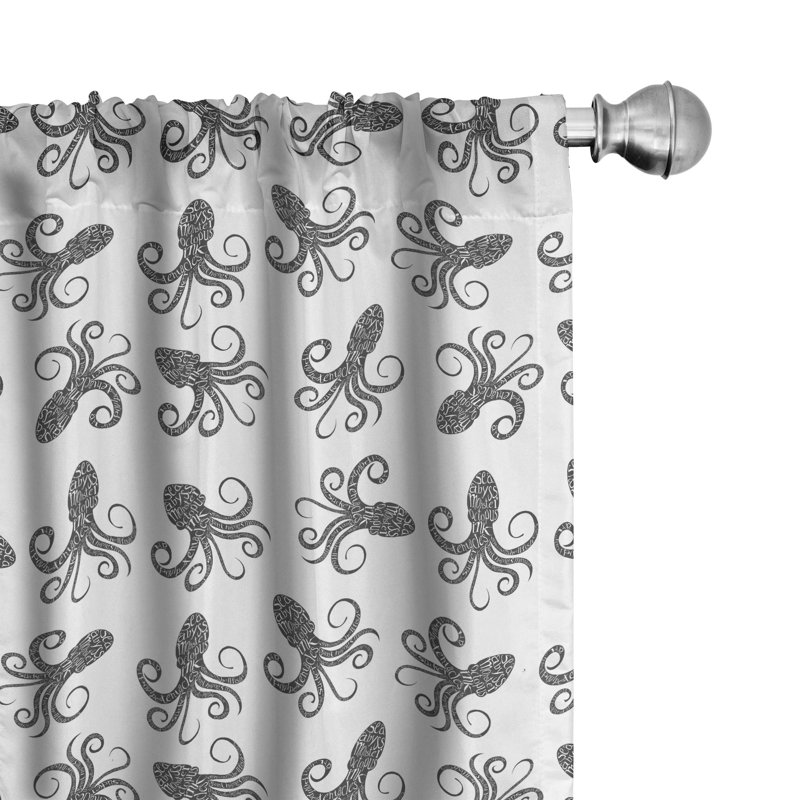 Octopus Semi-Sheer Rod Pocket Curtain Panels, 28" x 63"
