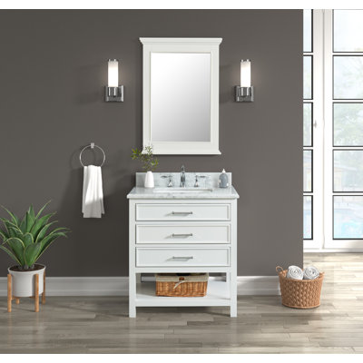 Manhattan 30" Single Vanity With Carrara Marble Top, Pre Assembled