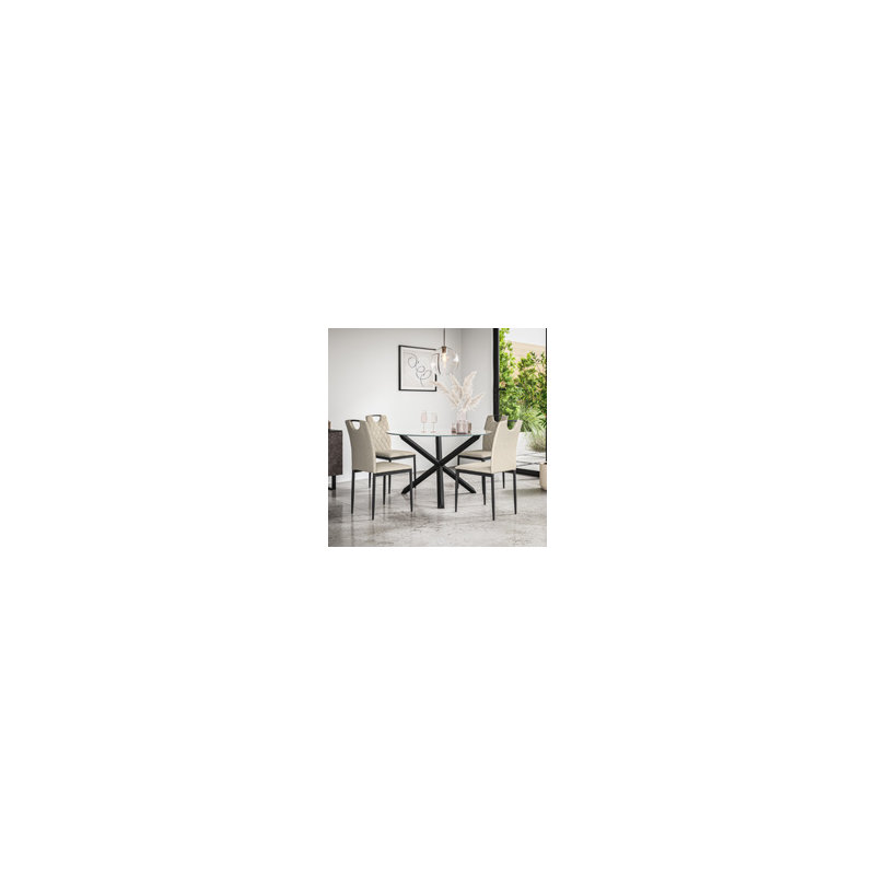 Daraich 4 - Person Dining Set, Black/Beige
