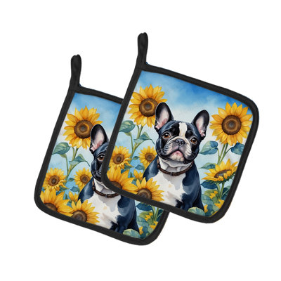 Caroline's Treasures In Sunflowers Floral Polyester Potholder Set