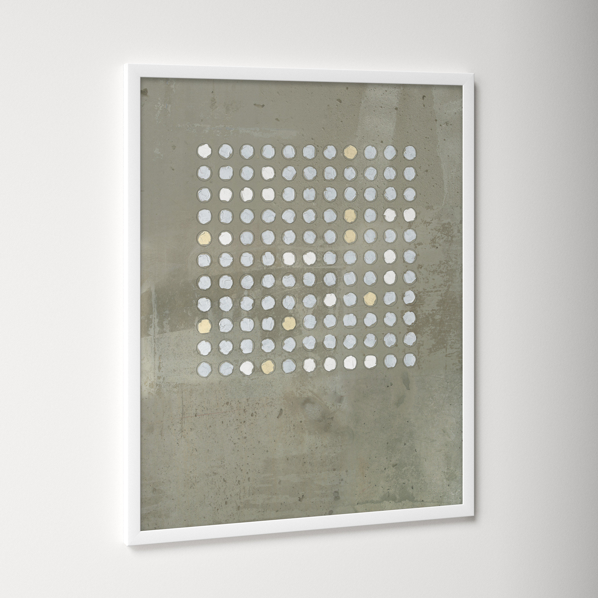 Circles In Squares 2 by Jacques Pilon, 38" H x 30" W x 1.25" D, White