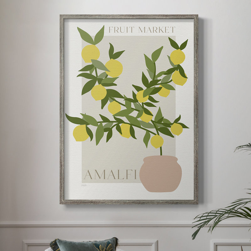 Affiche Amalfi Lemon, reproduction encadrée - bois massif, H 21 po x l 17 po