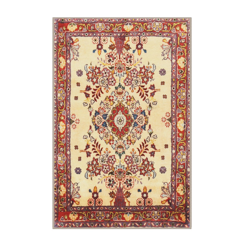 Tapis traditionnel rouge / beige, Rectangle 5 pi x 7 pi