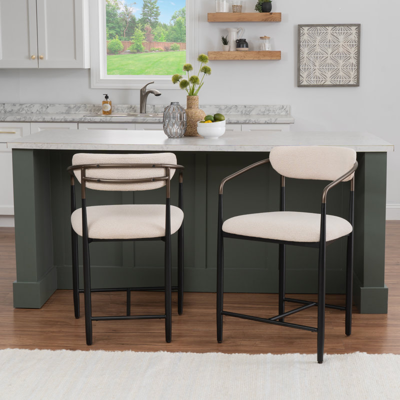 Berkoff Cream Upholstered Counter Stools Set Of 2