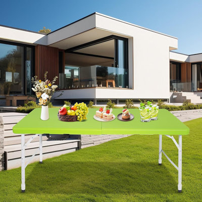 Table pliante portative en plastique, robuste pour l'intérieur et l'extérieur, blanc et noir - Table pliante en plastique, robuste