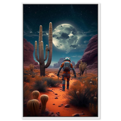 Art mural, astronaute désertique, reproduction d'art sur toile par Art Remedy, cadre blanc, 16 x 24