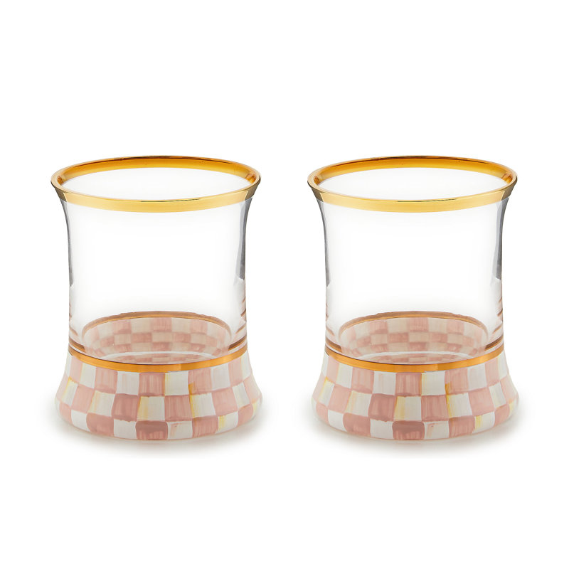 Rosy Check Tumbler Glass, Set Of 2
