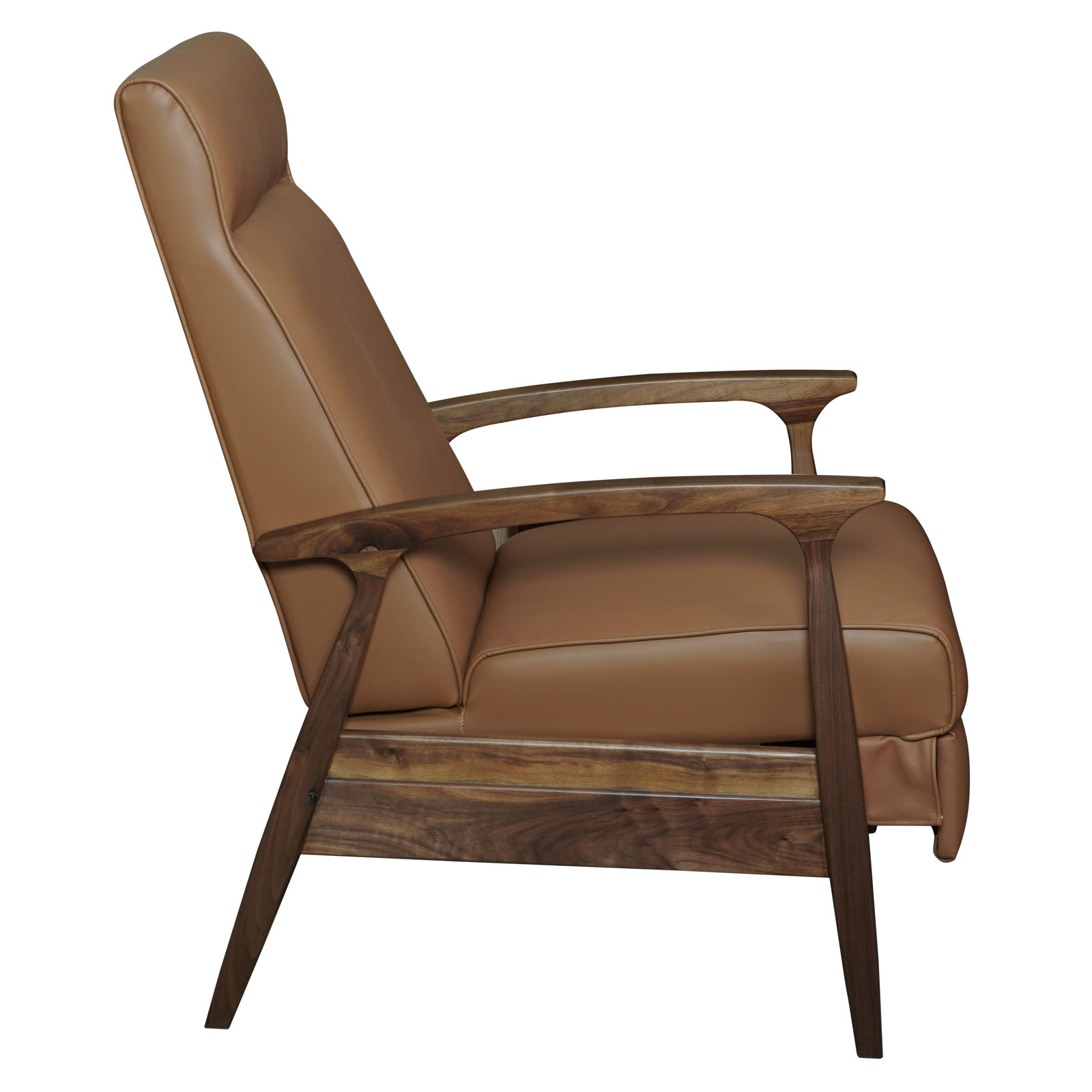 Piedmont Leather Recliner, Brown, Walnut Wood