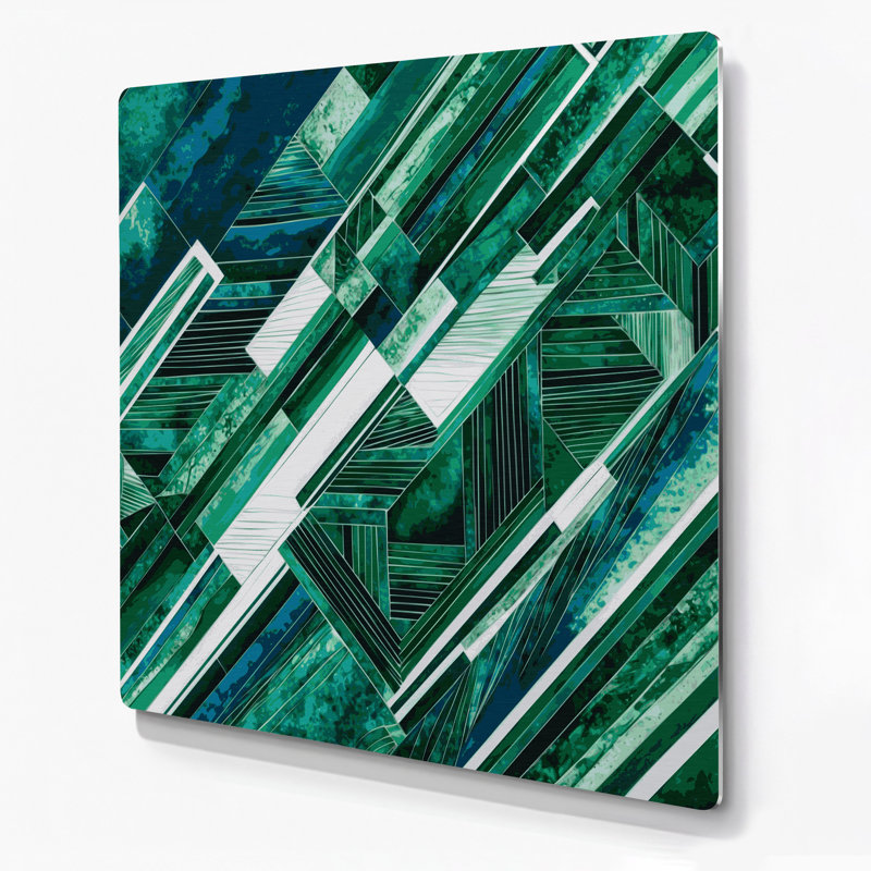 Geometric Abstraction 71 Green Metal Wall Art, 16" H x 16" W