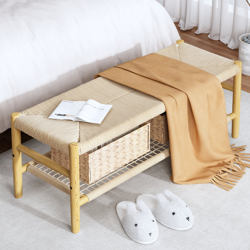 Banc de rangement en bois Khemisset