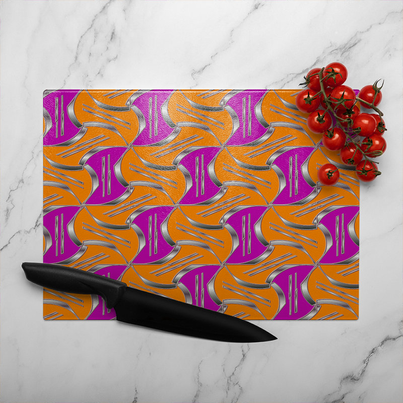 Geo Metalic Shapes Glass Chopping Board