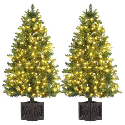 Arbre de Noël artificiel 2 pièces 4,5 pi avec 300 lumières DEL blanc chaud