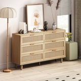 Ayanna 6 Drawer 51.18" Wide Rattan Storage Dresser