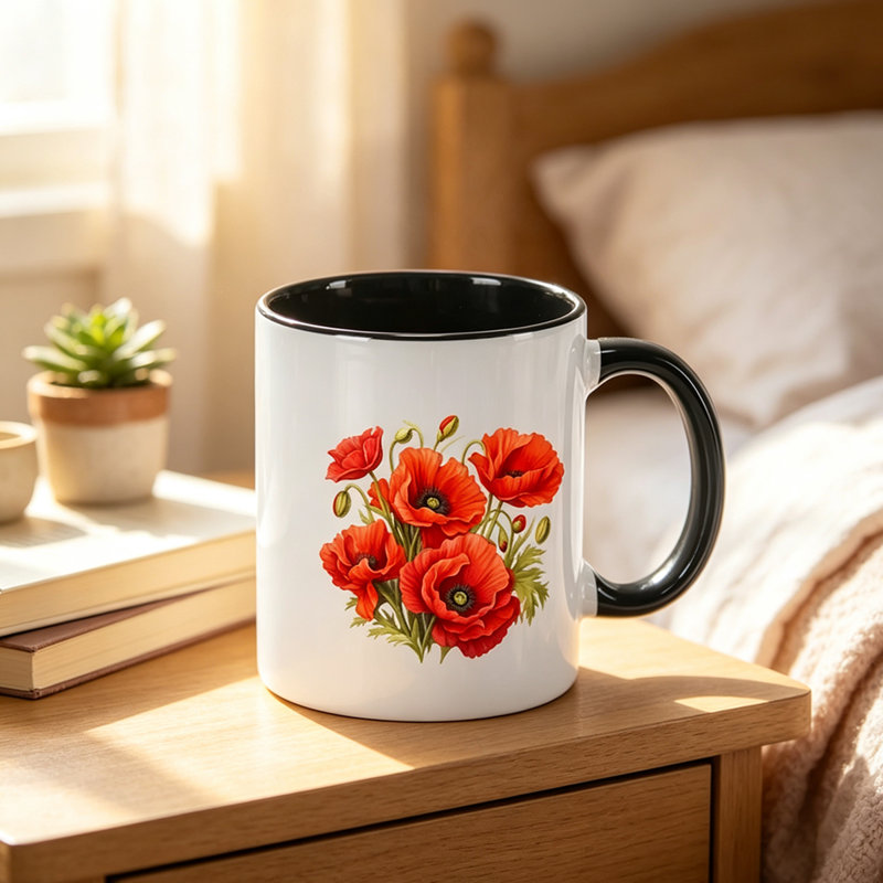 One Ceramic Coffee Mug Featuring a Vibrant Flower Design, Perfect for Both Men And Women, Ideal for Weekend Use.