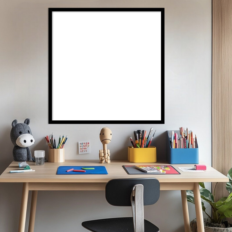 Black Gallery Deep Framed Dry Erase Magnetic Board Organization Boards, 25" H x 25" W