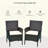 2 PCS Rattan Wicker Dining Chairs With Cushions And Anti-Slip Foot, Patio Stackable Chairs Set For Backyard, Garden, Lawn