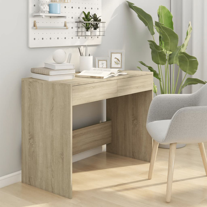 Bureau avec tiroirs Bureau d'ordinateur Bureau à domicile Table d'étude Bois d'ingénierie, Gris béton