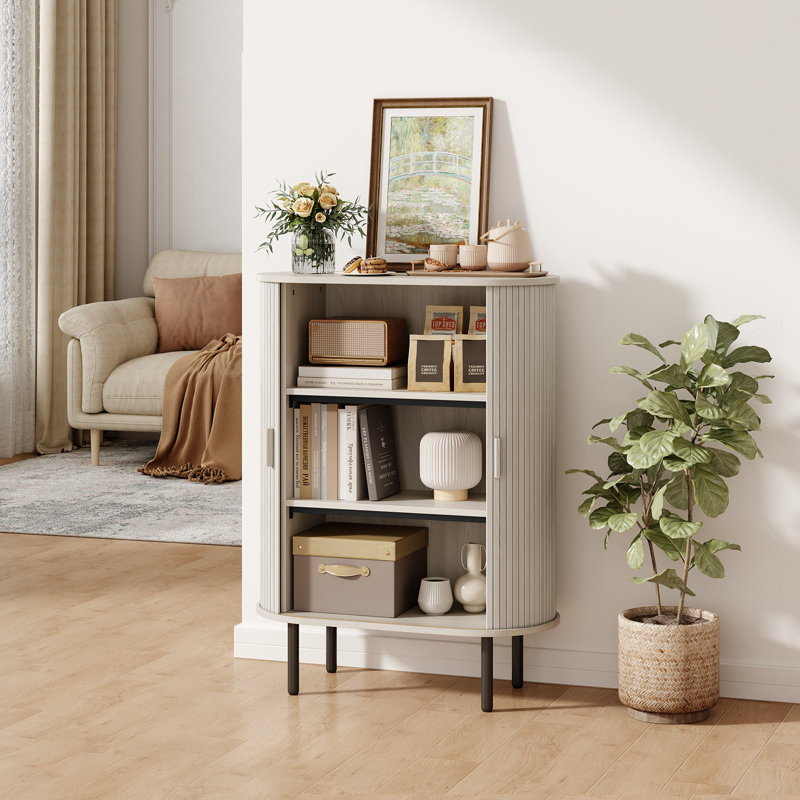 43.3'' Accent Cabinet With Tambour Doors, White