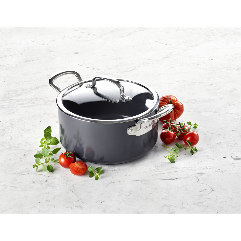 GreenPan Barcelona Black Aluminium Non-Stick 18cm/2.1 Litres Casserole with Lid