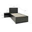 Ensemble de lit de rangement simple 2 pièces avec tiroirs et table de chevet Roby, gris foncé
