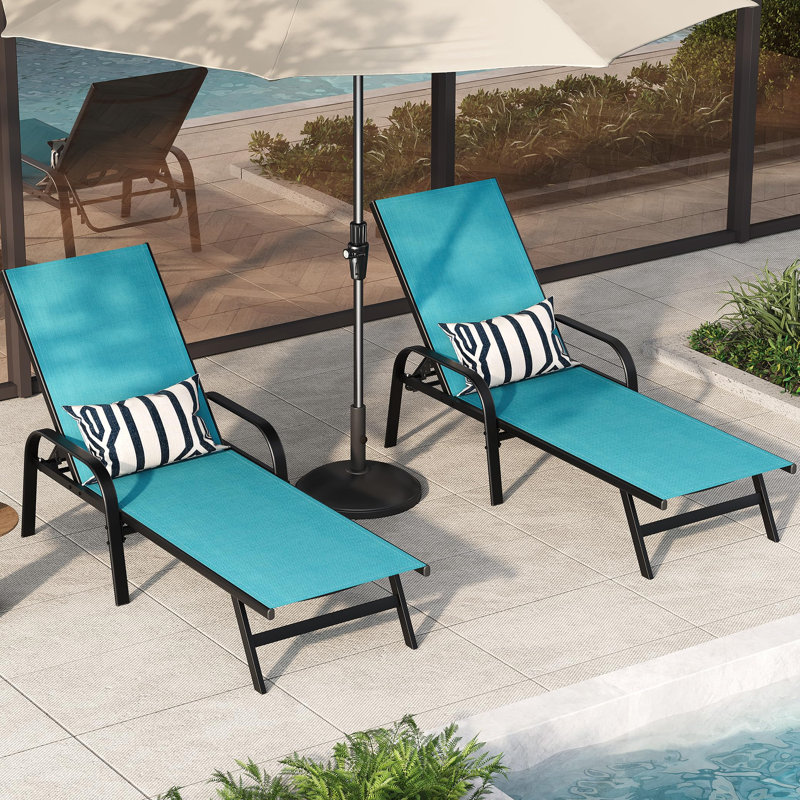 Iron Outdoor Bench, Blue