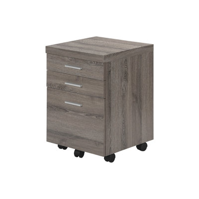 Classeur de bureau avec roulettes mobiles, rangement, taupe, 3 tiroirs, mobile, bureau, stratifié taupe, tiroirs de rangement contemporains