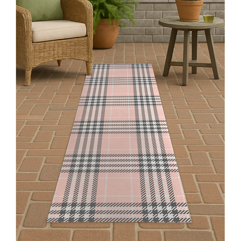Christopher's Plaid Non-Slip Outdoor Rug, Runner 2'6" x 8'