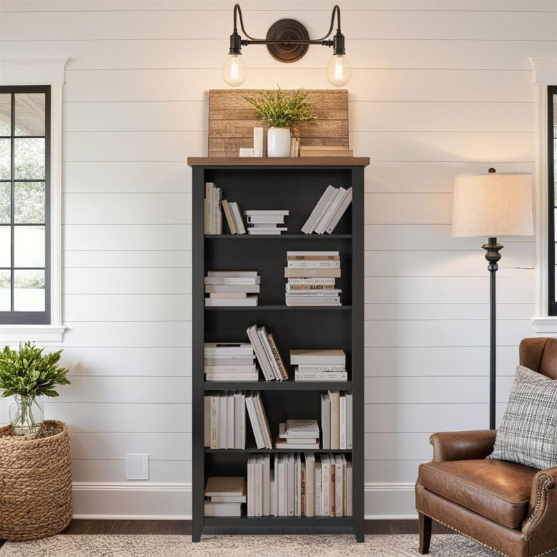 Columbia Bookcase, No Assembly Required, Brown, (5 Shelves) 72.13"H x 32.25"W x 10"D