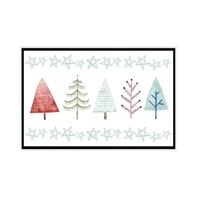 «Christmas Tree Whimsy Collection C» par Grace Popp - reproduction d'art, Pas de tapis, H 18 po x l 26 po x P 1,5 po