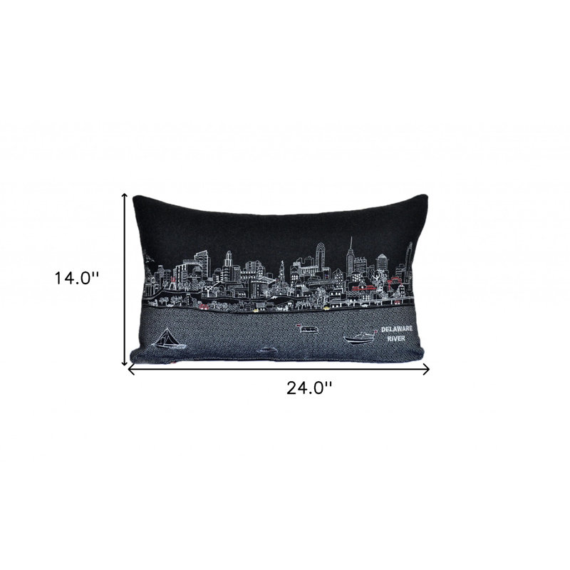 Coussin lombaire 14 "x 35" crème Philadelphia, gris, 14 po x 24 po