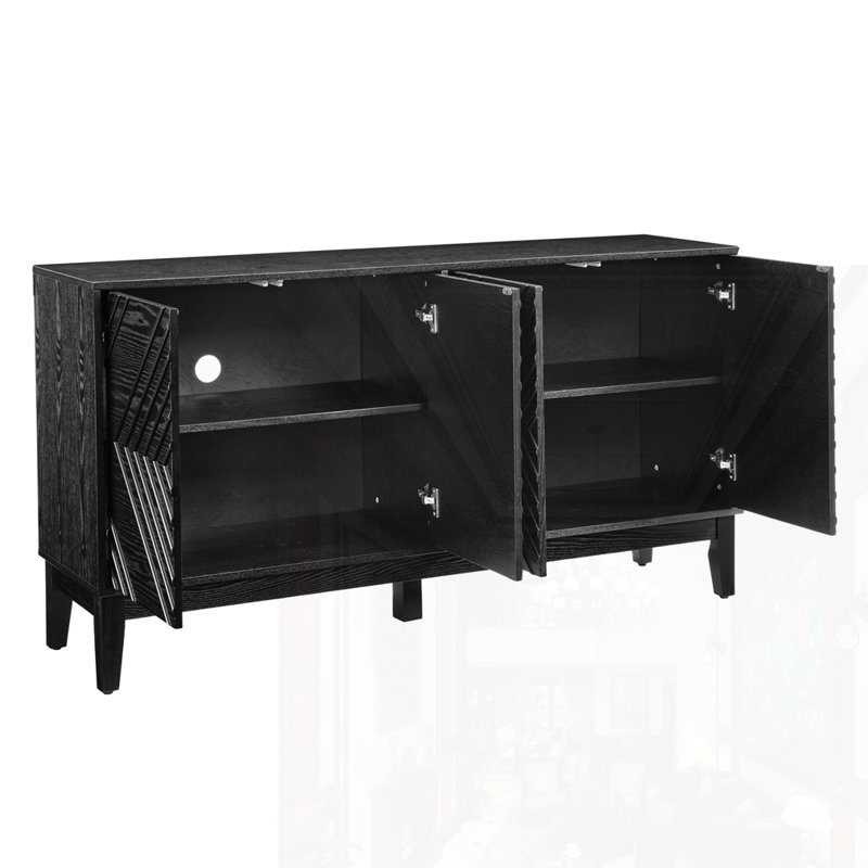 Buffet 60,5 "avec rangement, Noir