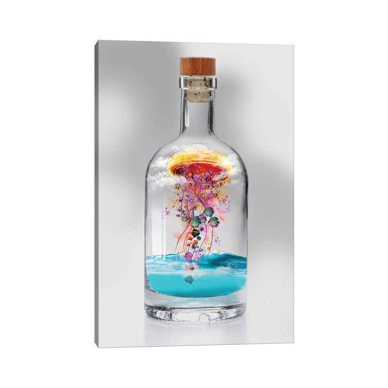 Electric Jellyfish In A Bottle by David Loblaw - Print on Canvas, 101.6cm H x 66.04cm W x 1.91cm D, Wrapped Canvas