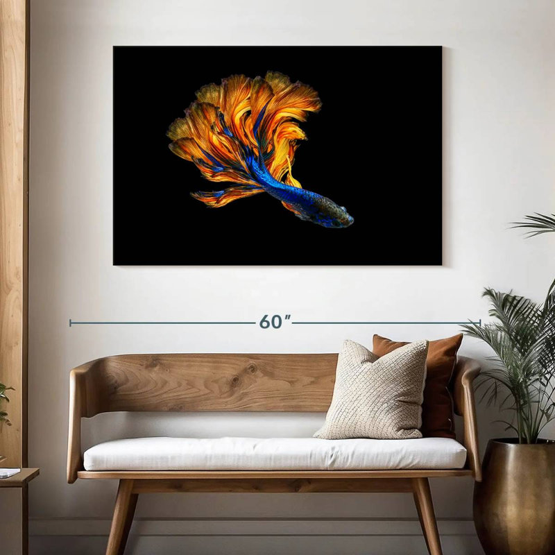 Brampt Yellow Tailed Blue Betta Fish, 32" H x 48" W