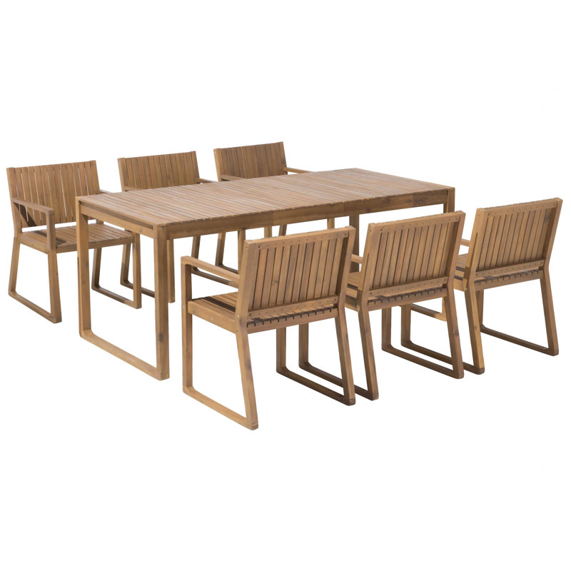 Estal 6 - Person Acacia Wood Patio Dining Set with Rectangular Table , Cushions Included