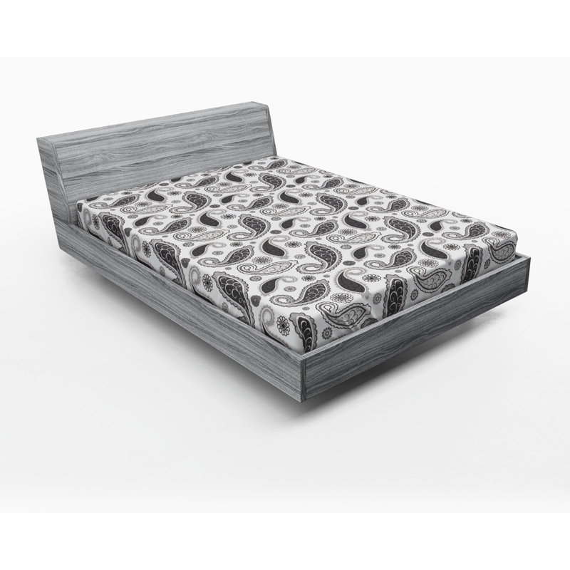 Microfiber Paisley Fitted Sheet, Full Fitted Sheet, Gray Paisley