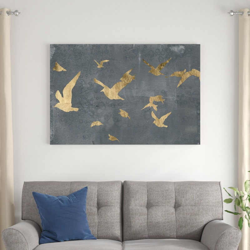 Silhouettes en vol III, H 32 po x l 48 po x P 1,25 po