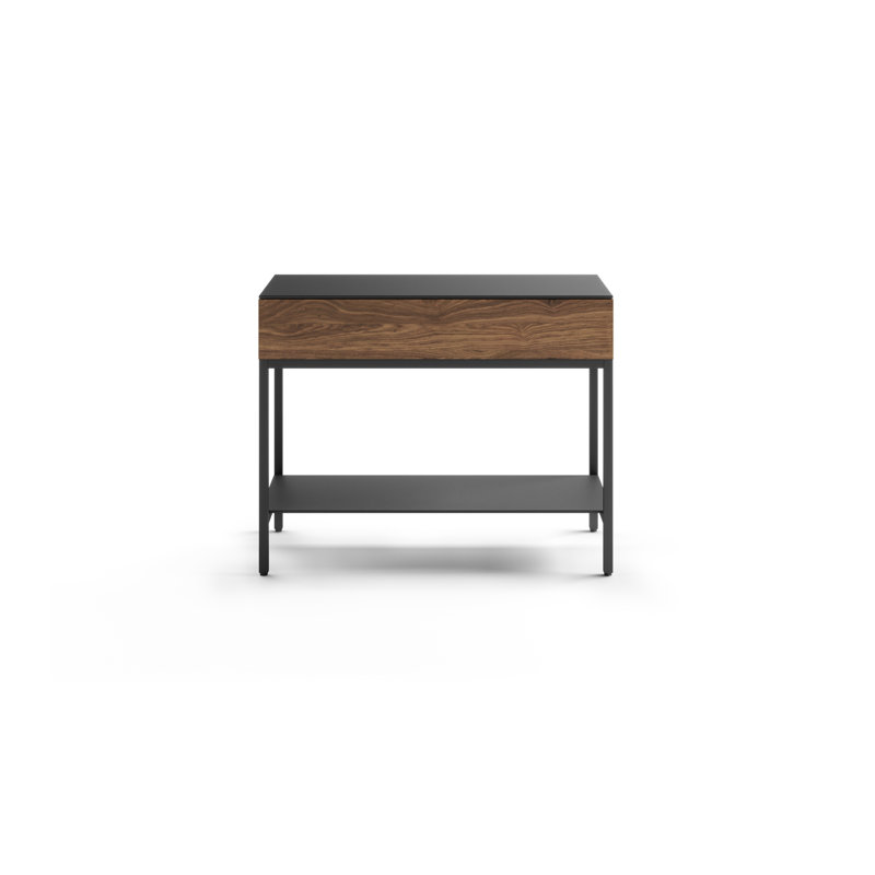 Reveal Glass End Table with Storage, Natural Walnut