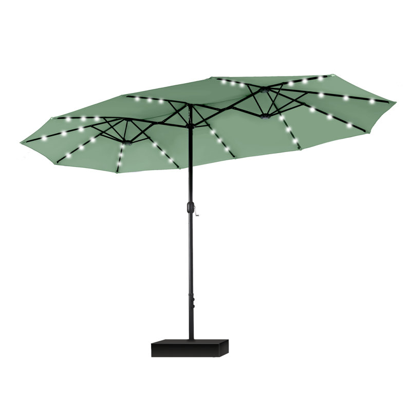 Parasol de marché rectangulaire avec base Yuliana 180 po x 108 po, Vert menthe