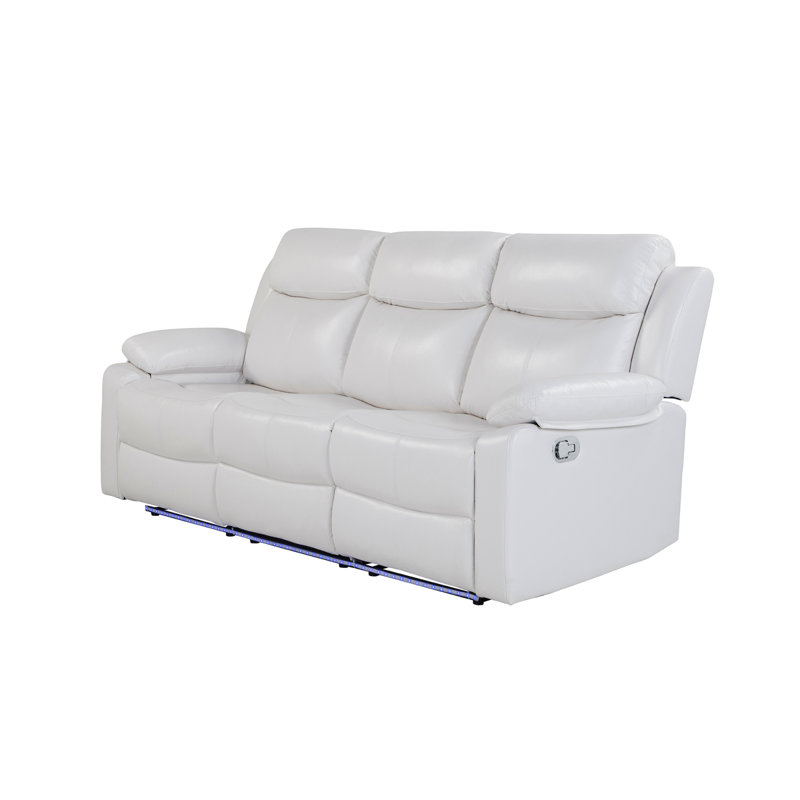 Blanche White Reclining Sofa With LED Lights