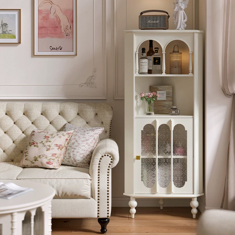 Buffet décoratif rétro en bois massif blanc