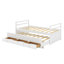 Lit simple avec tête de lit, pied de lit, lit gigogne et trois tiroirs de rangement, lit simple en bois de pin avec tête de lit et pied de lit-114346292