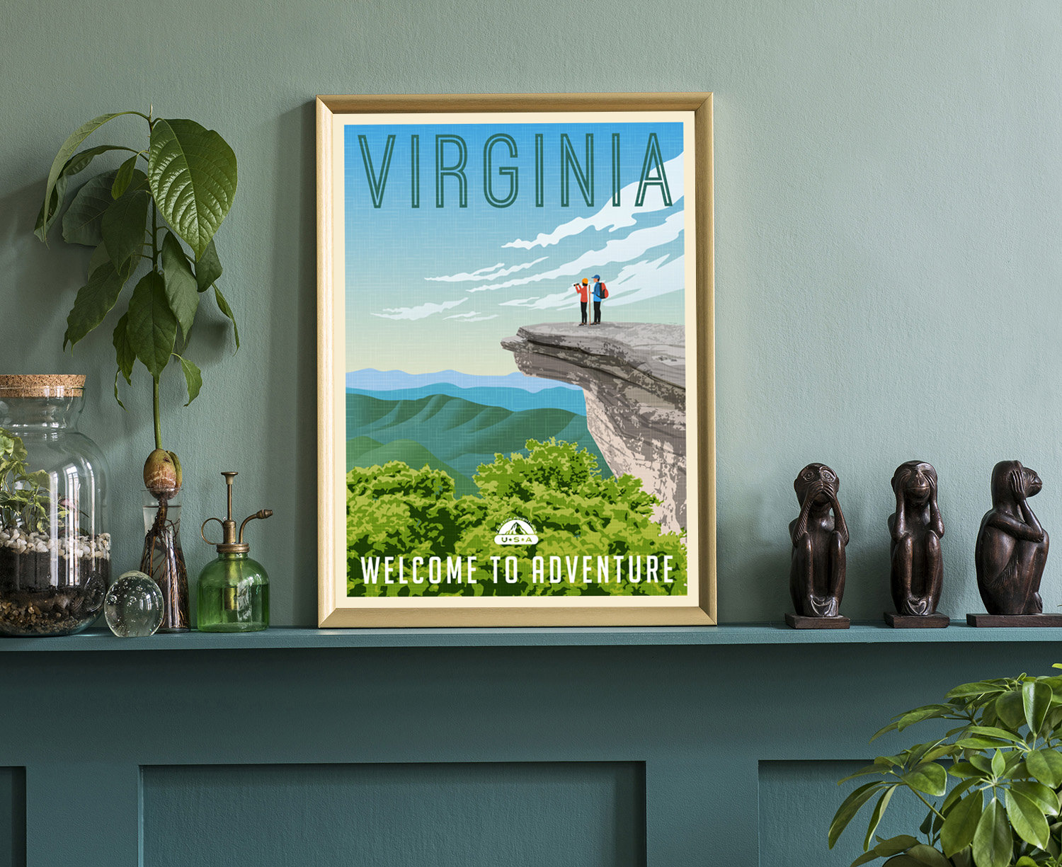 Trinx Virginia Retro Style State Travel Poster, Vintage Unframed Print,  Home And Office Wall Art