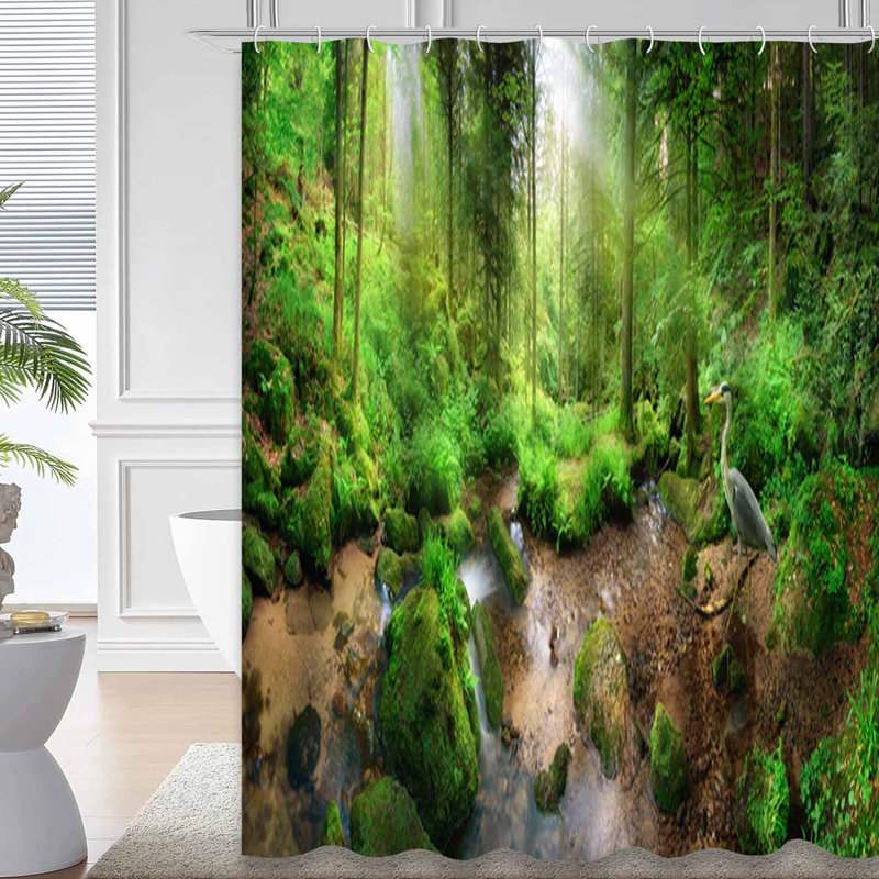 Rideau de douche avec 12 crochets Forest, L 72 po x l 84 po