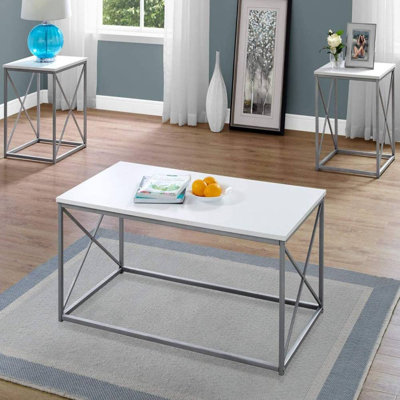 Table Set, 3pcs Set, Coffee, End, Side, Accent, Living Room, Metal, Laminate by Wade Logan