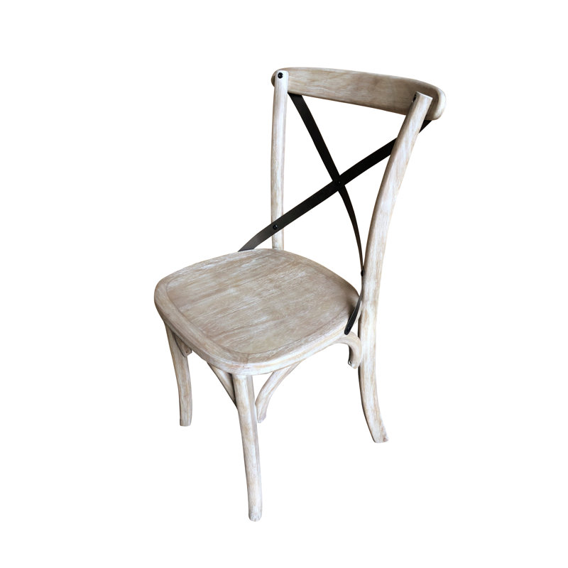 Chaise d'appoint en bois massif Ayriel, Nouveau blanc délavé