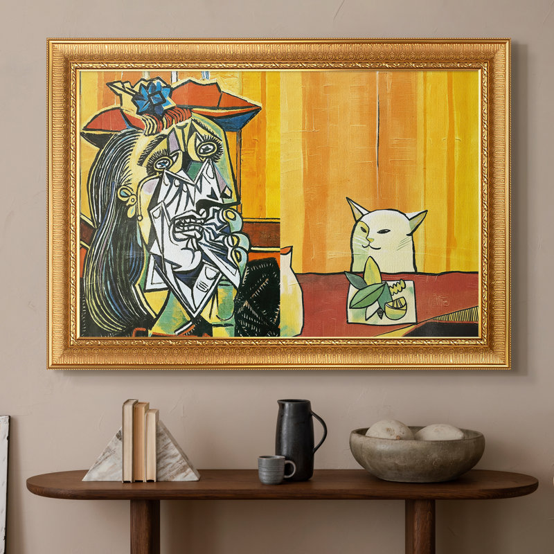 Femme criant devant un chat (parodie de Picasso), v. 2019-Internet Artist (Inconnu) -Toile encadrée personnalisée