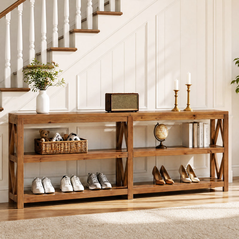 78,7 po. Range-chaussures en bois 78,7 po. Range-chaussures rustique à 3 niveaux avec cadre en X