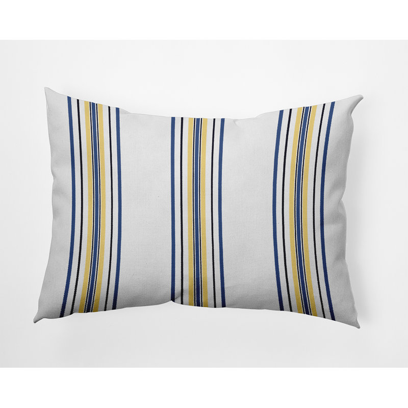  Housse et insert de coussin rectangulaire en polyester pour l'intérieur et l'extérieur, Bleu / jaune rayé